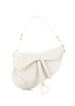Christian Dior Pre-Owned Saddle Handbag Oblique Embossed Calfskin Medium shoulder bag - White
