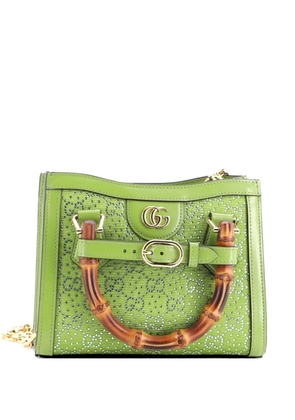 Gucci Pre-Owned Diana NM Bamboo Handle Crystal Embellished GG Canvas Mini tote bag - Green