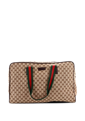 Gucci Pre-Owned Web Carry On Duffle Bag GG Canvas Large travel bag - Brown