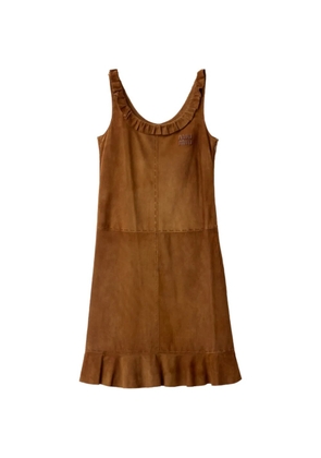 Miu Miu waxed suede dress - Brown