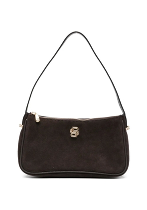 BOSS logo-plaque suede shoulder bag - Brown