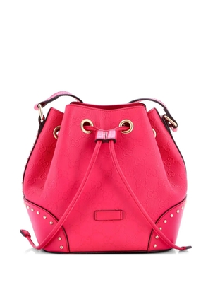 Gucci Pre-Owned Bright Studded GG Embossed Leather Small bucket bag - Pink