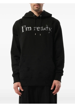Mastermind Japan distressed graphic-print hoodie - Black