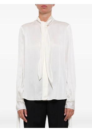 Alexander McQueen tie-neck satin shirt - White