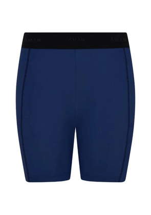 AMAN logo-waistband performance bike shorts - Blue