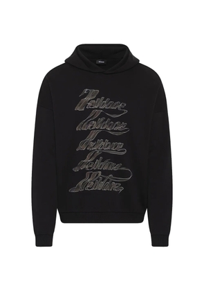 We11done ribbon-logo hoodie - Black