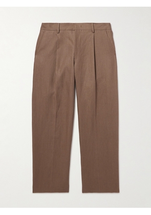 NN07 - Kay 1454 Straight-Leg Pleated Linen Trousers - Men - Brown - UK/US 28