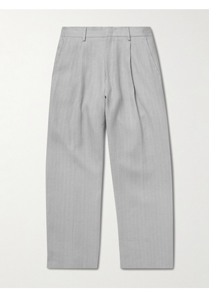 NN07 - Kay 1455 Straight-Leg Pleated Pinstriped Linen Trousers - Men - Gray - UK/US 29