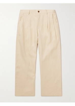 NN07 - Justin 1454 Wide-Leg Pleated Linen Suit Trousers - Men - Yellow - UK/US 28