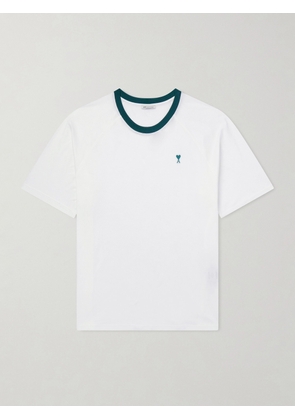 AMI PARIS - Logo-Embroidered Cotton-Jersey T-Shirt - Men - White - XS