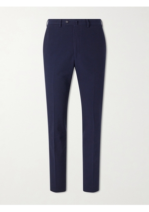 De Petrillo - Straight-Leg Cotton-Seersucker Suit Trousers - Men - Blue - IT 46