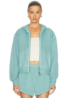 Beyond Yoga Fade Out Full Zip Hoodie in Washed Teal Sea - Teal. Size XS (also in S, M, L).