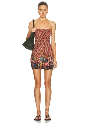 Akoia Swim Garis Batik Dress in Black & Red - Rust. Size XS (also in M, S).