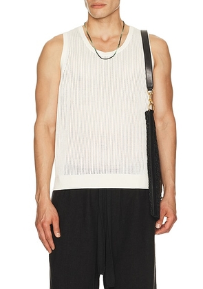 AUTO-REPLY Knit Mesh Tank Top in Sea Salt - Cream. Size S (also in L, M, XL/1X).