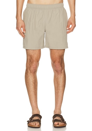 AUTO-REPLY 5.5 Solid Sebastian Swim Trunk in Pumice - Grey. Size S (also in L, M, XL/1X).