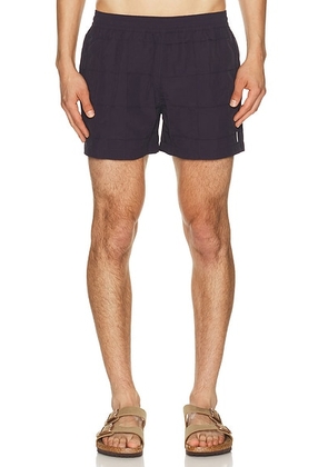 AUTO-REPLY 4 Grid Pintuck Sebastian Swim Trunk in Grid Storm - Navy. Size S (also in L, M, XL/1X).