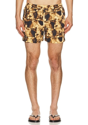 AUTO-REPLY 4 Printed Sebastian Swim Trunk in Tie Dye Molino - Brown. Size S (also in L, M, XL/1X).