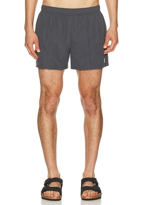 AUTO-REPLY 4 Vertical Pintuck Sebastian Swim Trunk in Vertical Granite - Grey. Size S (also in L, M, XL/1X).