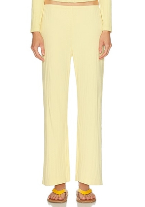 DONNI. The Pointelle Simple Crop Pant in Butter - Lemon. Size XS (also in S, M, L, XL).