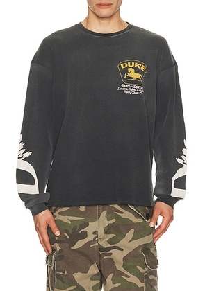 Duke + Dexter DR3 Sponsors Waffle Long Sleeve Tee in Vintage Black - Black. Size S (also in L, M, XL/1X).