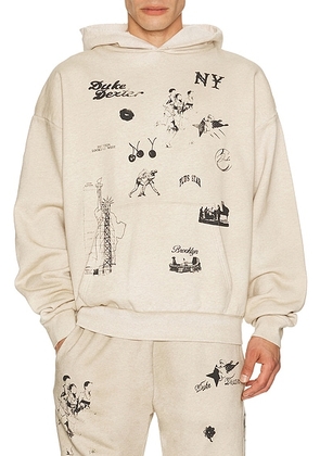 Duke + Dexter NY Sketch Hoodie in Oat Marl - Beige. Size S (also in L, M, XL/1X).