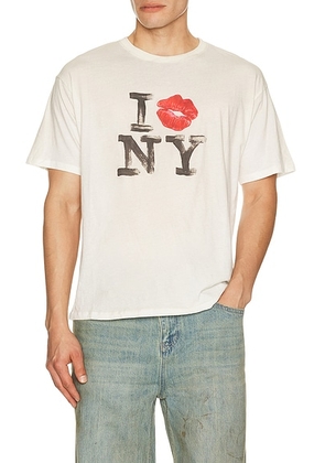 Duke + Dexter I Kiss NY T-Shirt in Vintage White - Cream. Size S (also in L, M, XL/1X).
