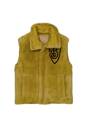 Burberry Lamb Shearling Down Vest with B-Shield Print