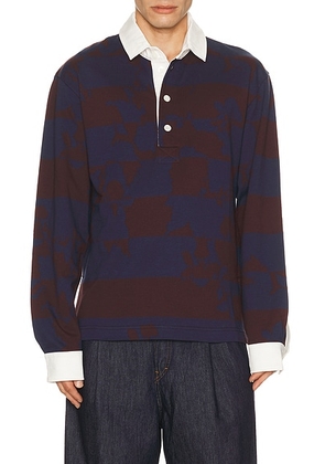 Dries Van Noten Hucho Polo in Burgundy - Burgundy,Navy. Size M (also in L, XL/1X).
