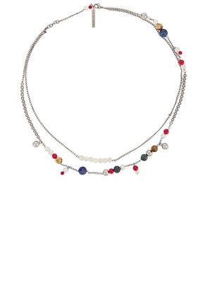 Dries Van Noten Freshwater Pearl Semiprecious Natural Stones Necklace in Multi - Metallic Silver,Red. Size all.