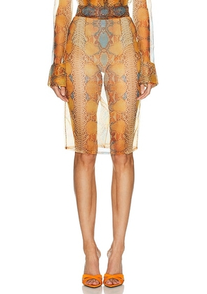 LaQuan Smith Pencil Skirt in Snake - Orange. Size XS (also in M).