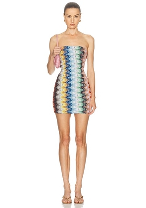 Missoni Sleeveless Short Dress in Multicolor On Black Base - Blue, Red. Size 38 (also in ).