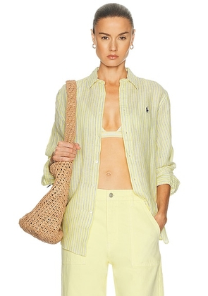 Polo Ralph Lauren Long Sleeve Sport Shirt in 1994c Oasis Yellow  Blue  & White - Lemon. Size S (also in XS, L, XL).