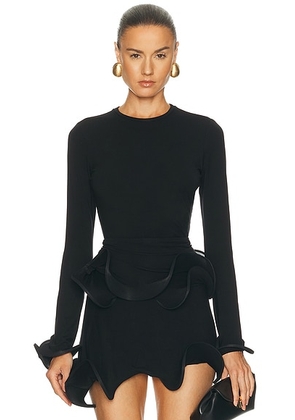 Sid Neigum Wave Sleeve Bamboo Top in Black - Black. Size XS (also in M).