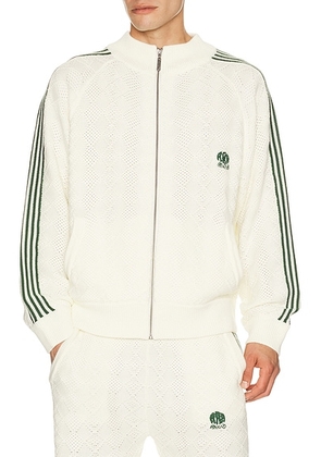 Rice nine ten Knitted Training Jacket in Off White - White,Dark Green. Size 1 (also in 2).