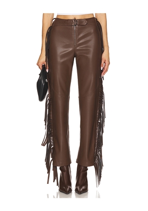 Camila Coelho Iza Faux Leather Pant in Chocolate. Size S. Also in M.