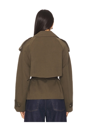 Elodie the Label Elodie Eleanor Cropped Trench Coat in Olive. Size L. Also in XS, M.