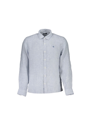 North Sails Blue Linen Men Shirt - S