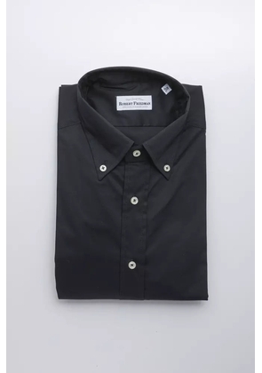 Robert Friedman Black Cotton Men Shirt - XXL