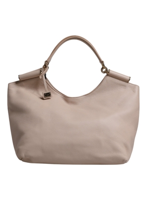 Dolce & Gabbana Light Pink Leather Logo Plaque Tote Shoulder Borse Bag