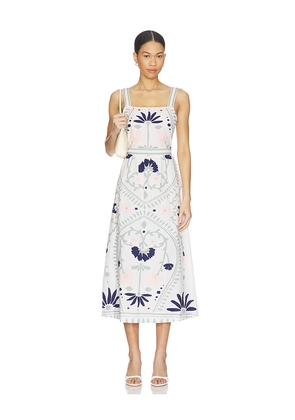 Cleobella Carmen Midi Dress in White,Sage. Size XS. Also in L, M, S, XL.