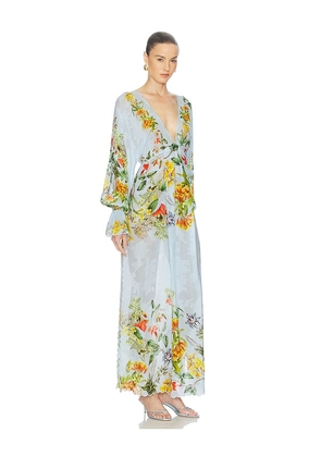 HEMANT AND NANDITA Maxi Kaftan in Baby Blue. Size S. Also in XXS, M, L, XL, XXL.