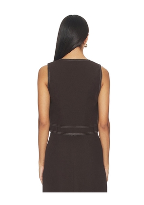 ALIGNE Summer Linen Mix Waistcoat in Chocolate. Size 4. Also in 2, 6, 8, 12.
