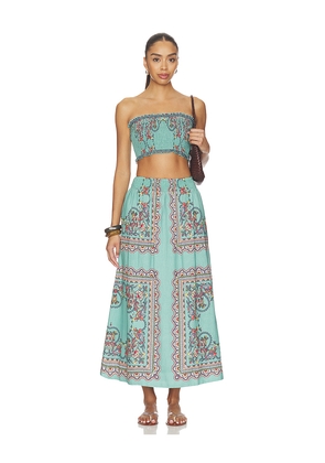 Cleobella Ruby Top & Midi Skirt Set in Teal. Size S. Also in L, M, XL, XS.