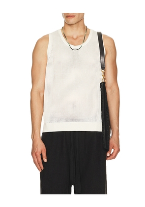 AUTO-REPLY Knit Mesh Tank Top in Cream. Size S. Also in L, M, XL/1X.
