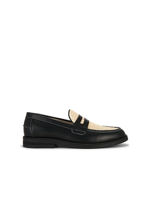 Duke + Dexter Wilde Rattan Penny Loafer in Black. Size 8. Also in 9, 10, 11, 12.
