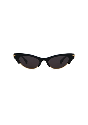 Bottega Veneta Bold Ribbon Cat Eye Sunglasses in Black & Grey.