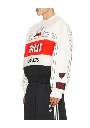 adidas Originals x Willy Chavarria NY Ball Sweatshirt in White. Size S. Also in L, XL/1X.