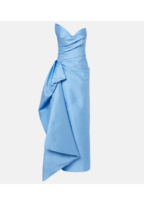 Monique Lhuillier Draped asymmetric bustier gown