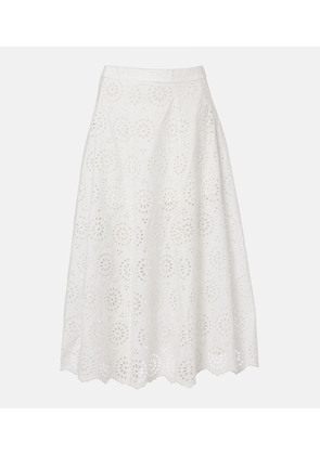 Frame The Deco broderie anglaise cotton midi skirt