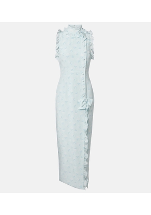 Alessandra Rich Ruffled bow-detail silk maxi dress